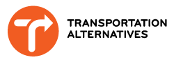 Orange circle with a T, logo for Transportation Alternatives